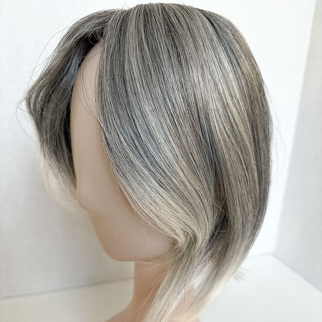 Hair Topper For Women Silver Grey Mix Black Hair