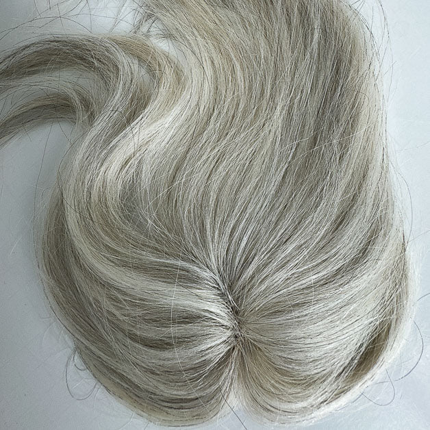 Mini Hair Topper Silver Grey White Hair