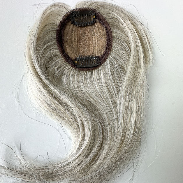 Mini Hair Topper Silver Grey White Hair