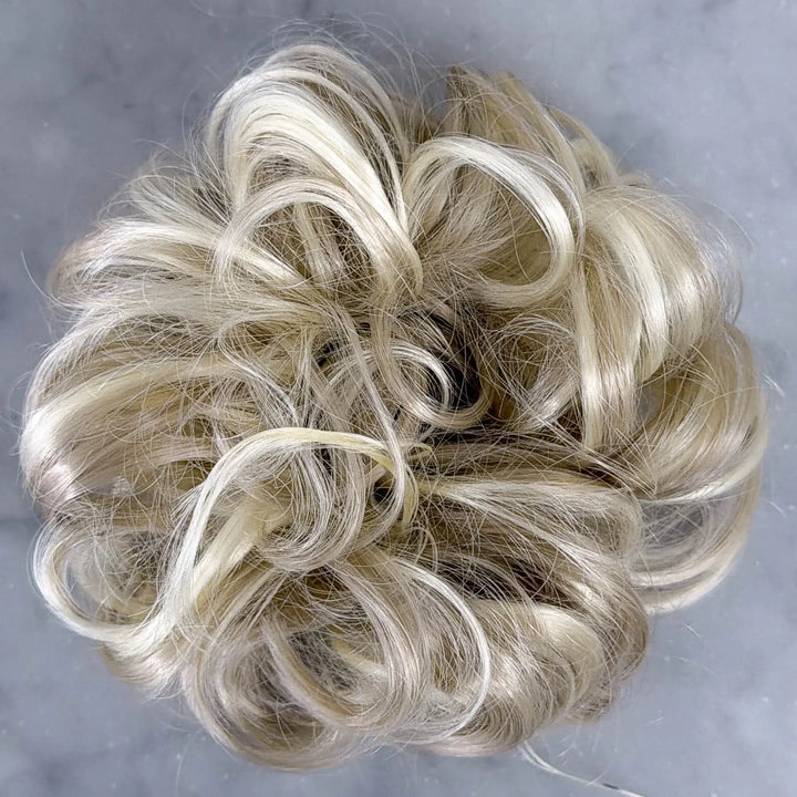 ginger blonde bun #color_honey-blonde-mix-bleach-blonde