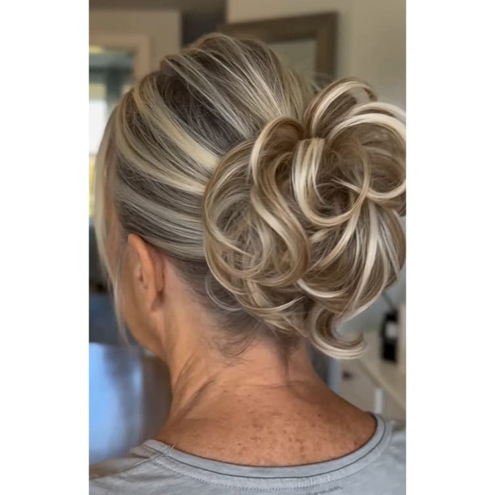 blonde woman hair bun