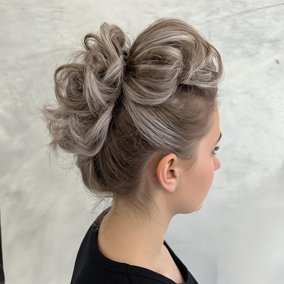 messy bun brown grey-2#color_blonde-mix-grey-hair