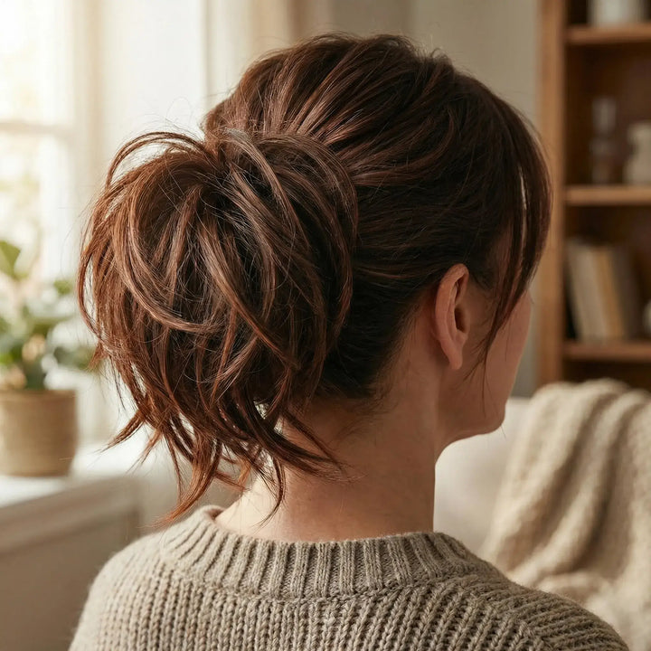 dark auburn messy bun#color_brown-mix-auburn