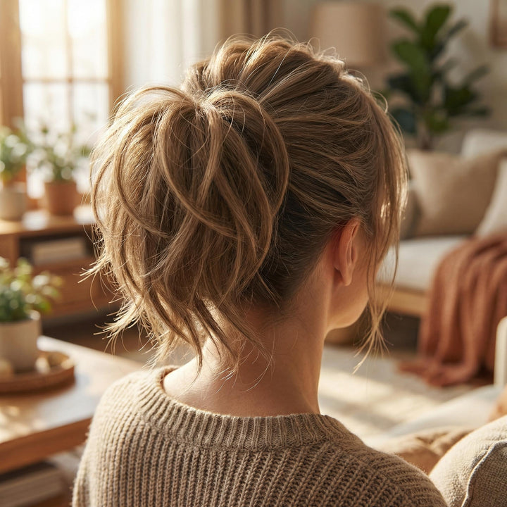 apexhairs bmessy bun hairpiece brown blonde#color_brown-blonde