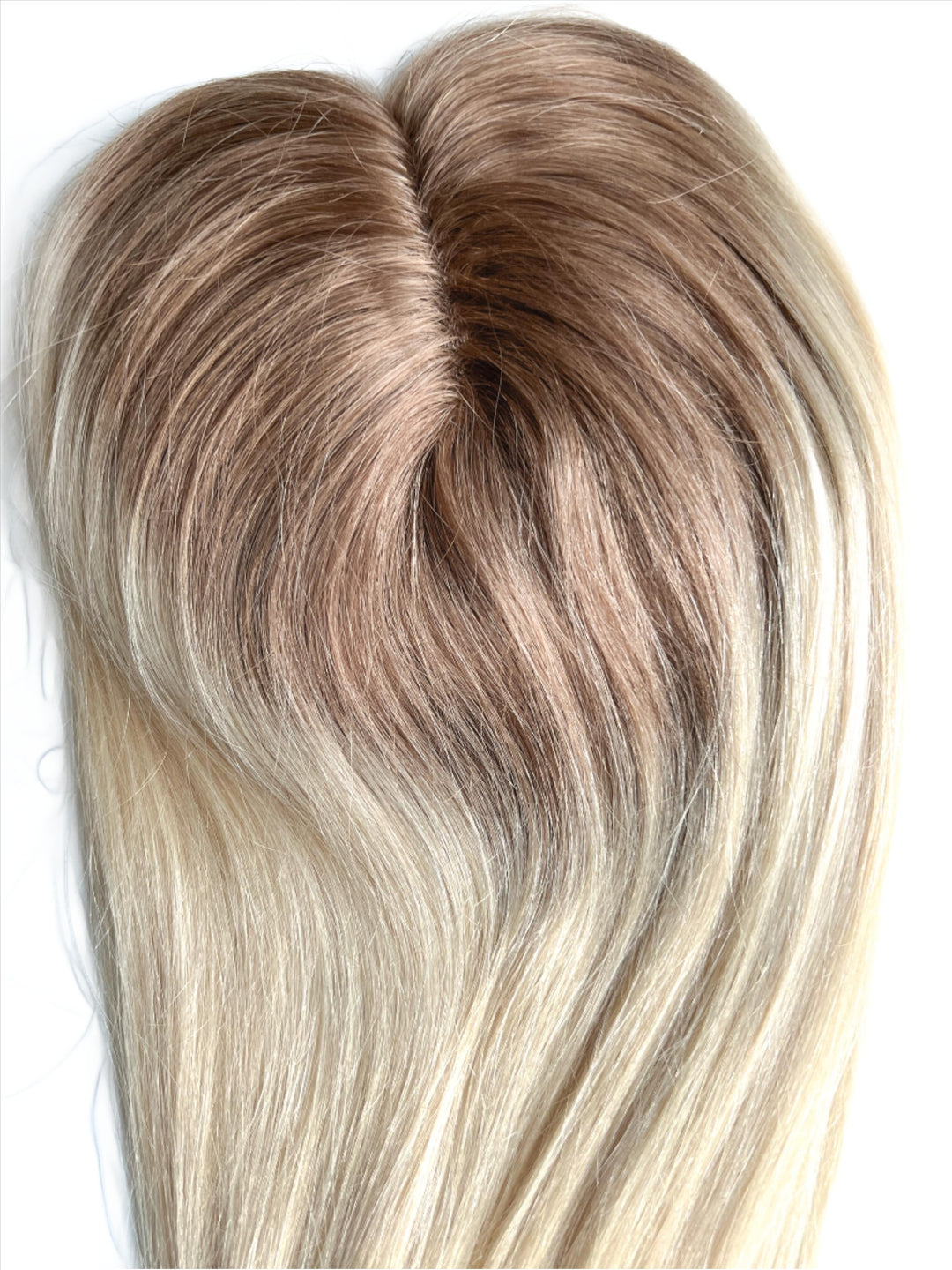 dark roots balayage blonde with highlights topper#color_brown-mix-light-blonde