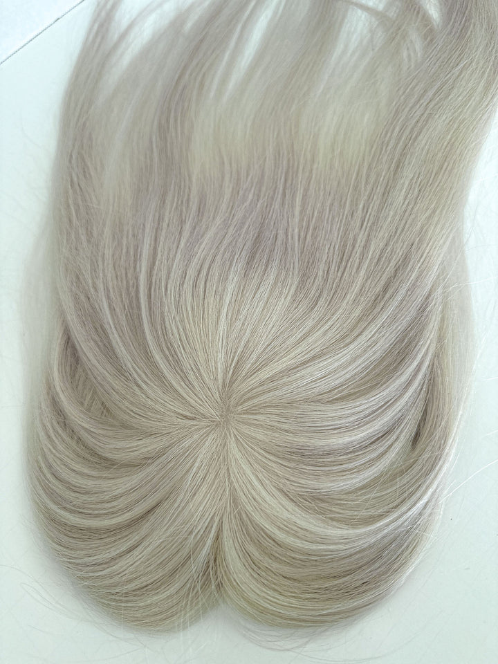 Human Hair Toppers for Womens White Blonde