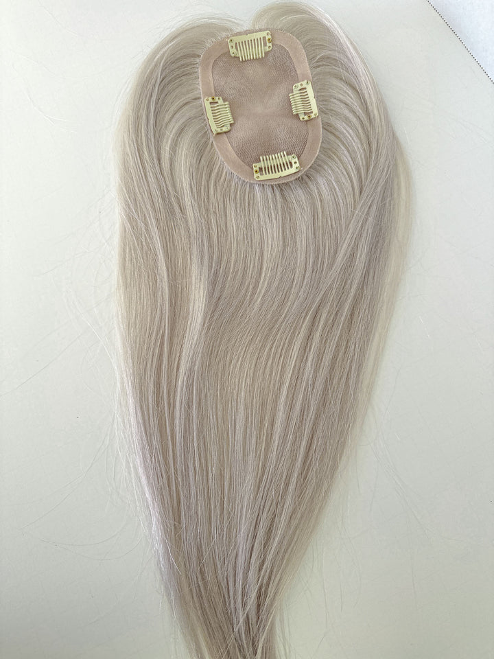 Human Hair Toppers for Womens White Blonde