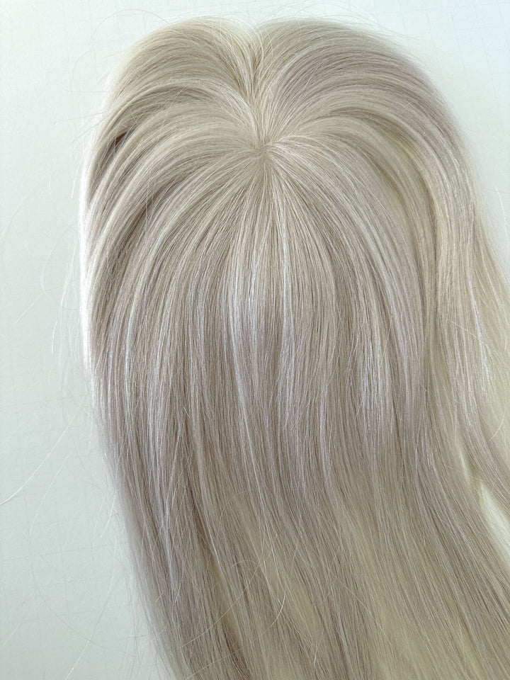 Human Hair Toppers for Womens White Blonde