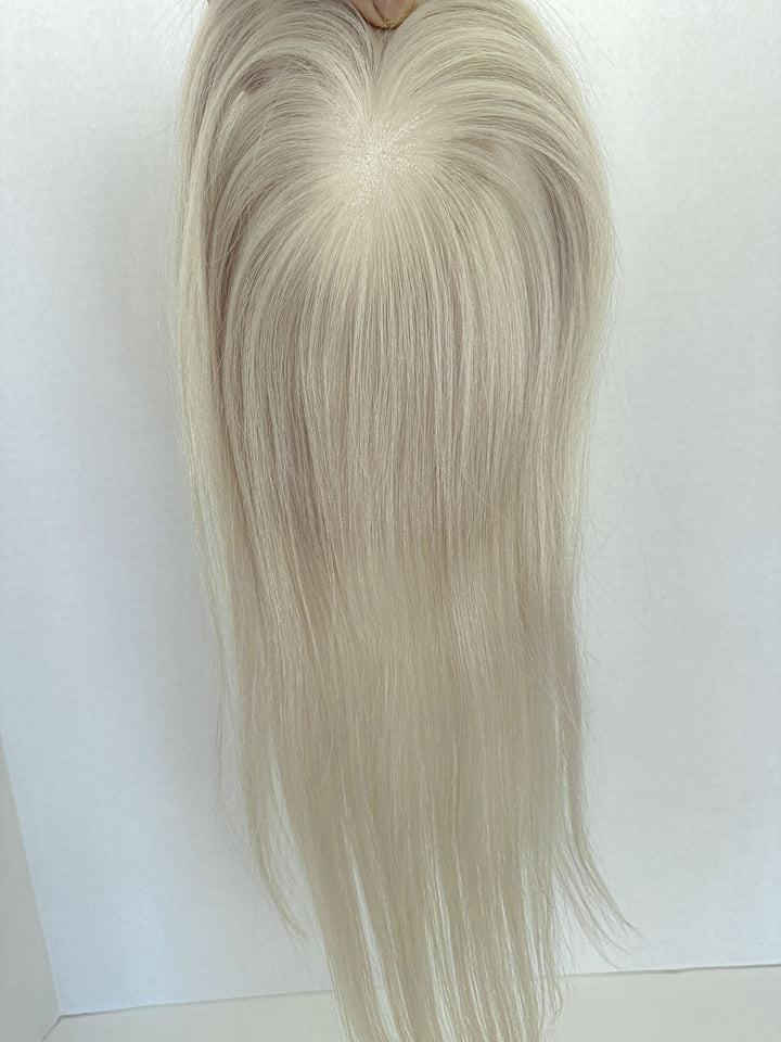 Human Hair Toppers for Womens White Blonde