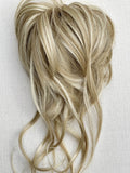 Messy Hair Bun Scrunchie with bangs ash blonde mix