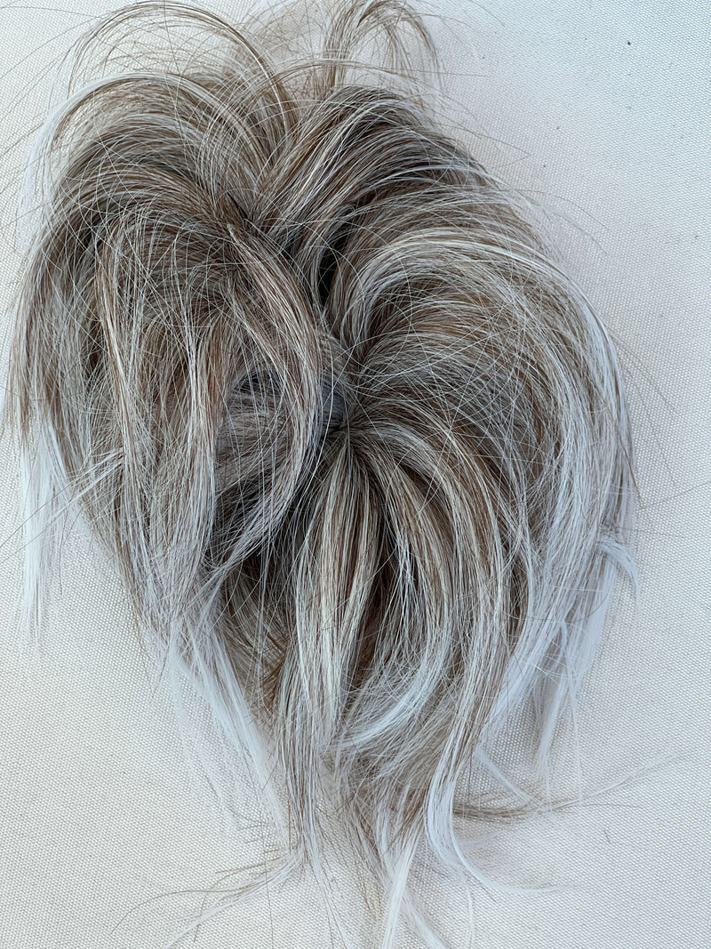 Messy Bun Straight Mix Grey Hair Scrunchie Bun Hairpiece