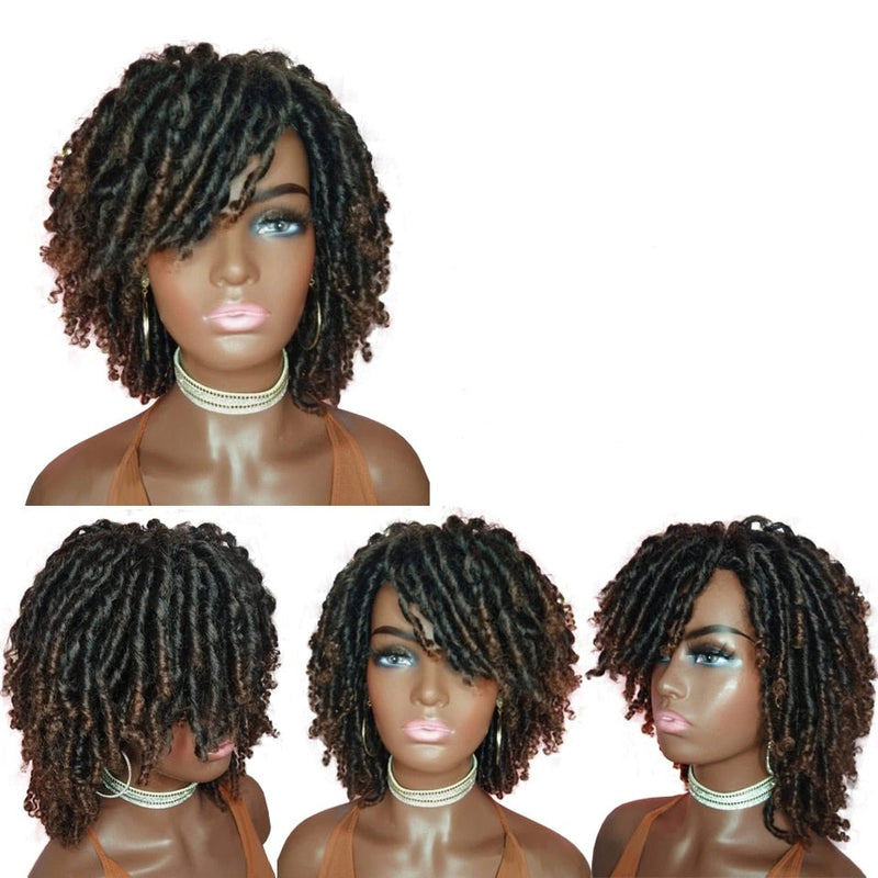 Short Dreadlock Curly Synthetic Wig, Braided Wigs for Women