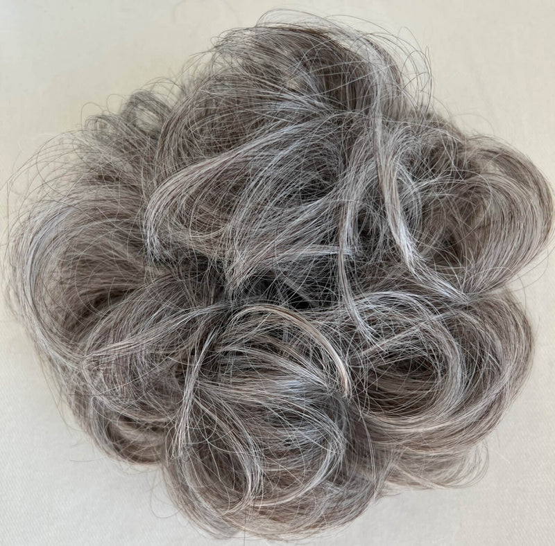 Grey Hairpieces Mix with Black Hair| Hair Piece for Bun