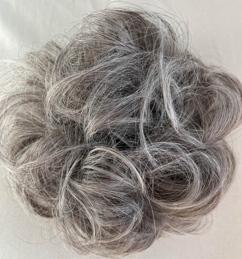 Grey Hairpieces Mix with Black Hair| Hair Piece for Bun
