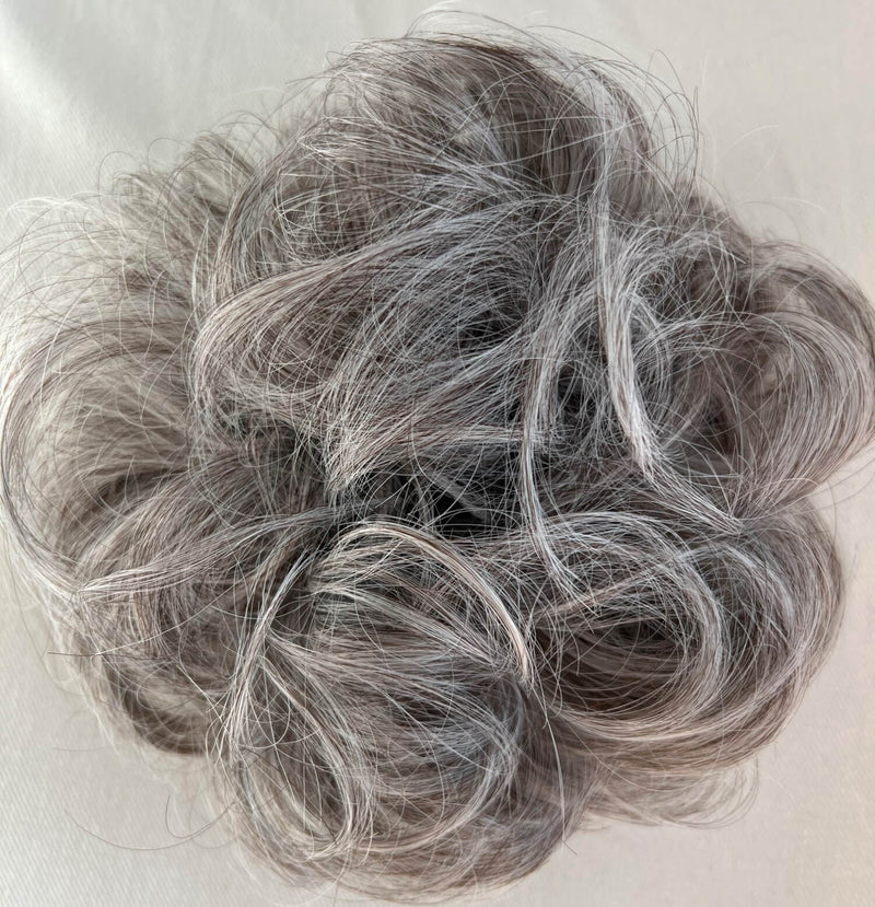 Grey Hairpieces Mix with Black Hair| Hair Piece for Bun