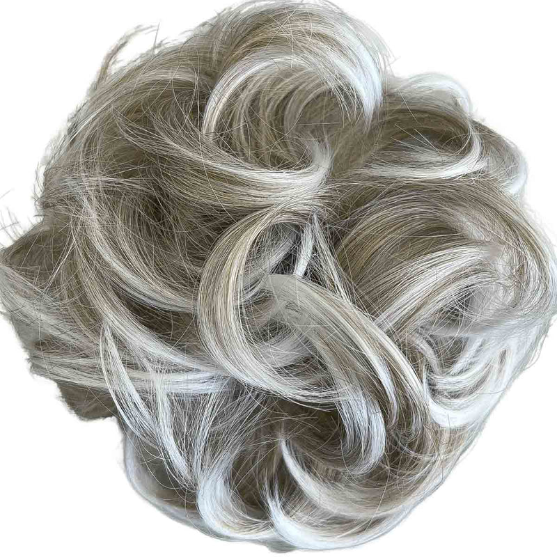 blonde grey mix hairpiece bun
