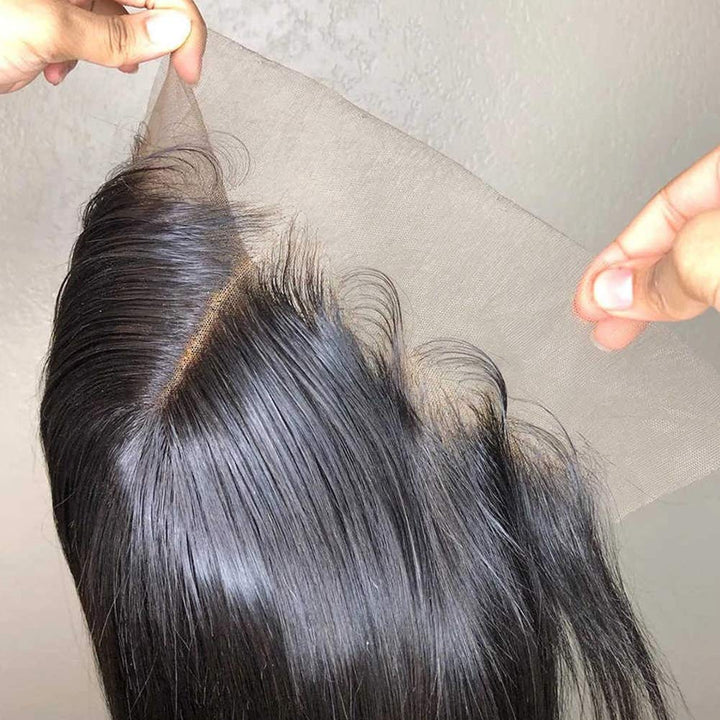 HD Lace Frontal Straight Transparent Closure 100% Virgin Human Hair Pre Plucked Hairline
