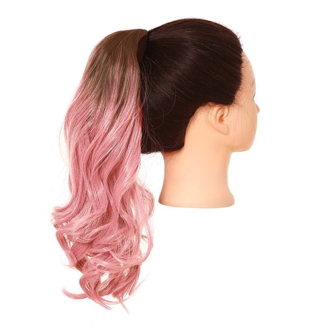 pink drawstring ponytail extension