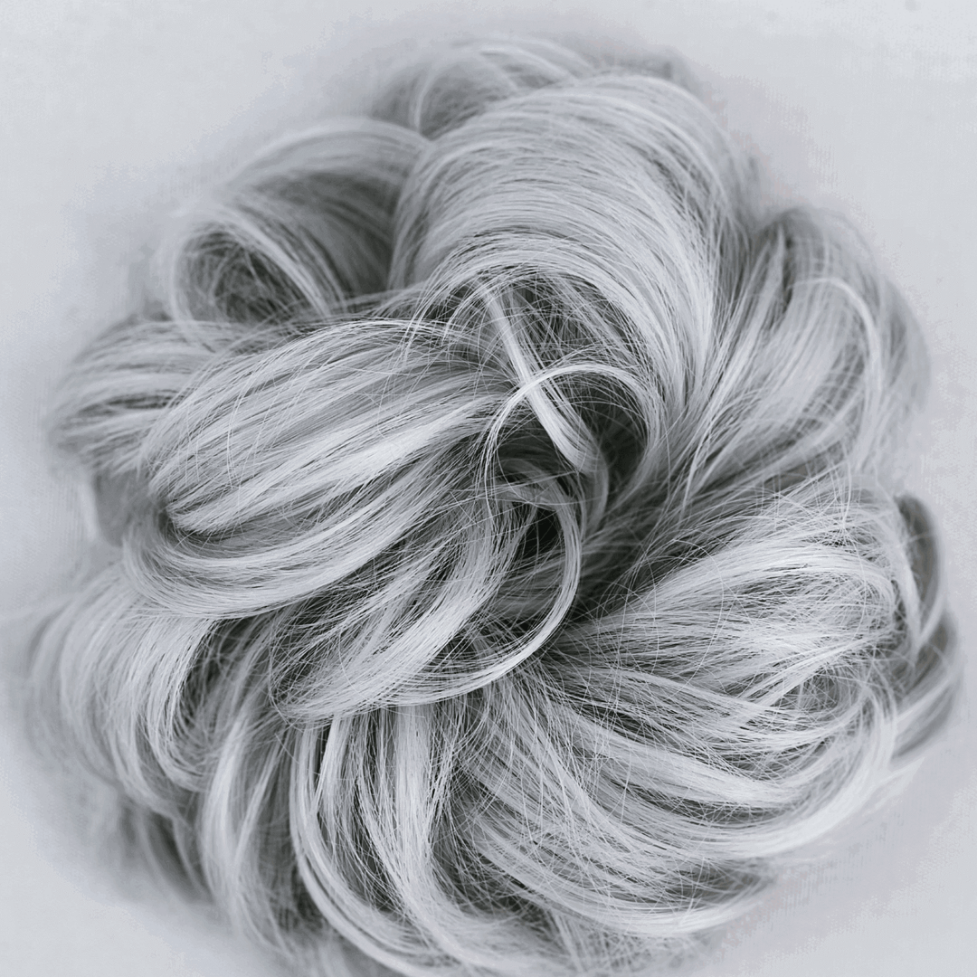 silver grey mix messy bun hair piece#color_silver-grey